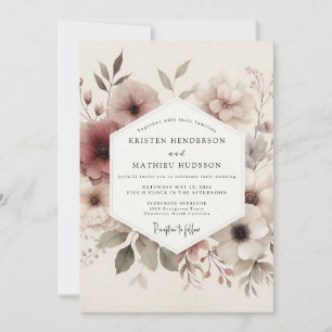Convites Casamento Floral Etéreo Malva