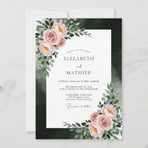 Convites Casamento Floral Etéreo Rosa