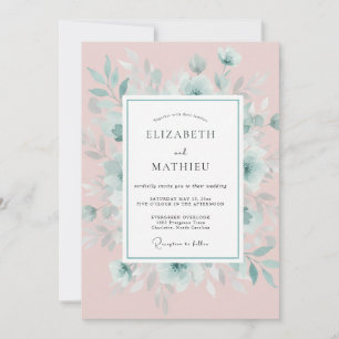 Convites Casamento Floral Etéreo Rosa Empoeirado