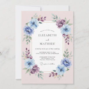 Convites Casamento Floral Etéreo Rosa Lavanda
