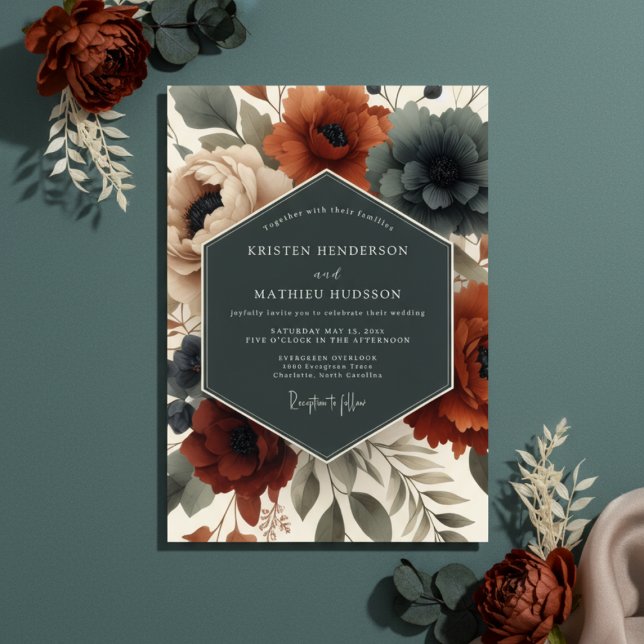 Convites Casamento Floral Etéreo Sienna (Criador carregado)