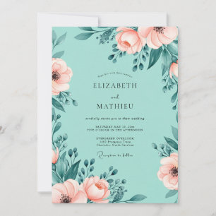 Convites Casamento Floral Etéreo Verde Menta