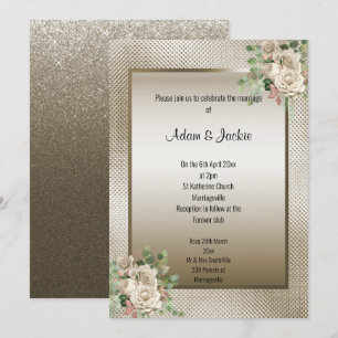 CONVITES CASAMENTO FLORAL EUCALYPTUS DO BRONZE METÁLICO EM