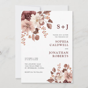 Convites Casamento Floral Eucalyptus, Rosa Dusty