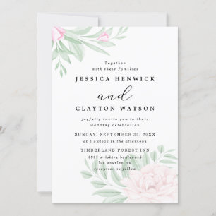 Convites Casamento Floral Eucalyptus Rosa Rosa Mincel Mínim