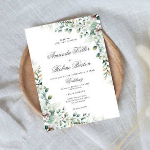 Convites Casamento Floral Eucalyptus Verde Elegante