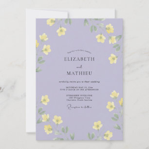 Convites Casamento Floral Exuberante em Amarelo Lavanda