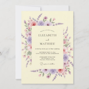 Convites Casamento Floral Exuberante Lavanda Rubor