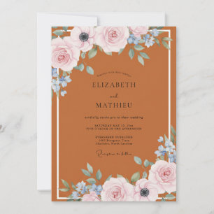 Convites Casamento Floral Exuberante Terracota Rosa