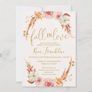 Convites Casamento Floral FALL e Chá de panela Dourado Invi