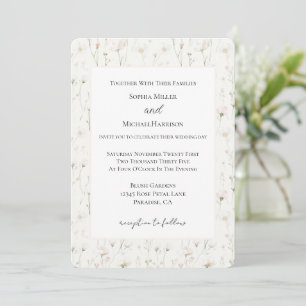 Convites Casamento Floral Feminino Rosa Bege Encantador