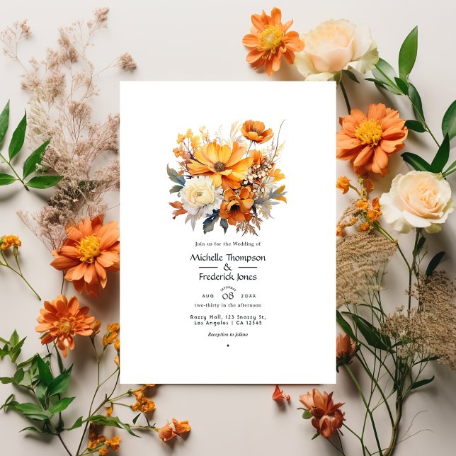 Convites Casamento Floral Ferrugem (Criador carregado)