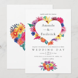 Convites Casamento Floral Fiesta Aquarela