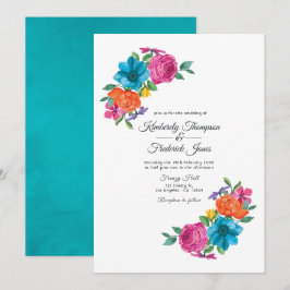 Convites Casamento Floral Fiesta Aquarela