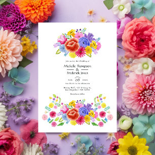Convites Casamento Floral Fiesta Aquarela