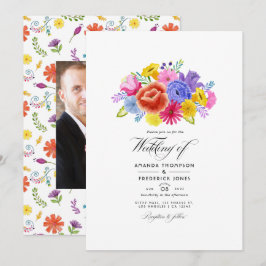 Convites Casamento Floral Fiesta Aquarela