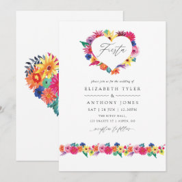 Convites Casamento Floral Fiesta em Aquarela