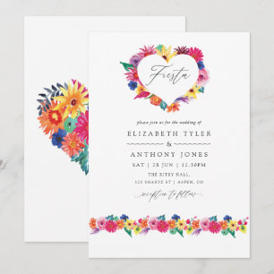 Convites Casamento Floral Fiesta em Aquarela