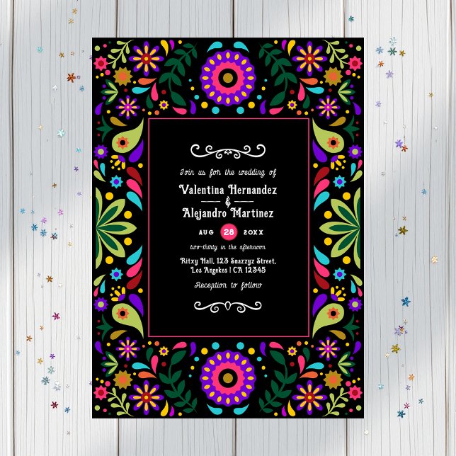 Convites Casamento Floral Fiesta Mexicano Vibrant (Vibrant Mexican Fiesta Floral Wedding Invitation)