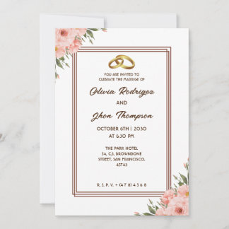 Convites Casamento floral floral e estético bege
