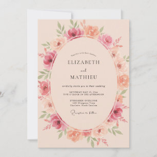 Convites Casamento Floral Florescer Bege Rosa