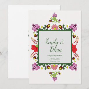 Convites Casamento Floral Folclórico Personalizado & Design
