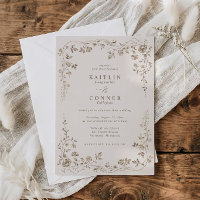 Casamento Floral Francês Bege Marrom Vintage