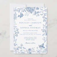 Casamento Floral Francês Blue Toile De Jouy