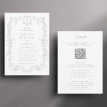 Convites Casamento Floral Francês em Uma Cinza<br><div class="desc">O convite para o casamento floral vitoriano das cinzas elegantes com detalhes nas costas. Para uma personalização mais avançada deste design,  clique no BOTÃO DE FERRAMENTAS DESIGN acima!</div>