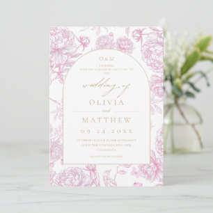 Convites Casamento Floral Francês Rosa
