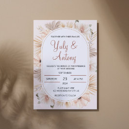 Convites Casamento Floral Fronteira Boho Pampas Grama