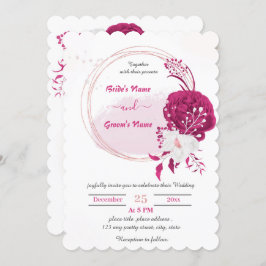 Convites casamento floral fuchsia e branco