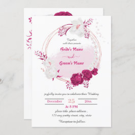 Convites casamento floral fuchsia e branco