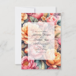 Convites Casamento Floral Fuzz de Pêssego