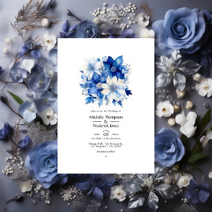 Convites Casamento Floral Galáctico Cobalto e Prata