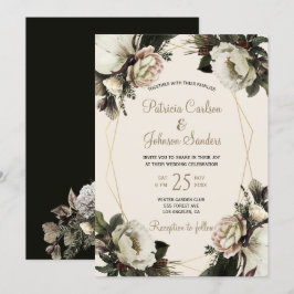 Convites Casamento floral geométrico de inverno elegante do