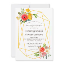 Casamento Floral Geométrico Dourado Moderno de Pri