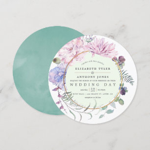 Convites Casamento Floral Geométrico Rosa e Menta