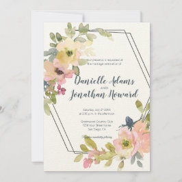Convites Casamento Floral Geométrico Watercolor
