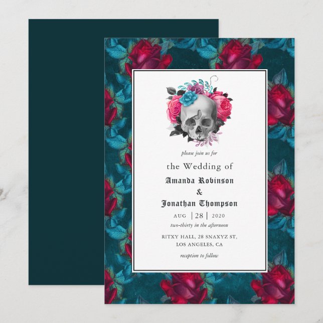 Convites Casamento Floral Gótico (Frente/Verso)