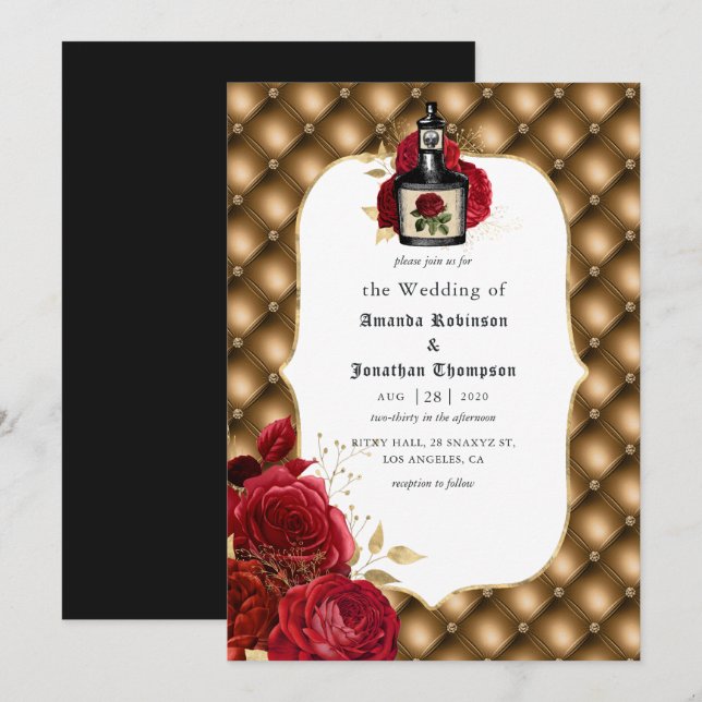 Convites Casamento Floral Gótico (Frente/Verso)