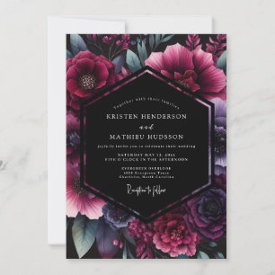 Convites Casamento Floral Gótico Ameixa