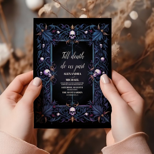 Convites Casamento Floral Gótico de Halloween (Criador carregado)