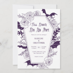 Convites Casamento Floral Gótico Roxo Elegante