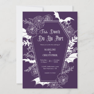 Convites Casamento Floral Gótico Roxo Sombrio