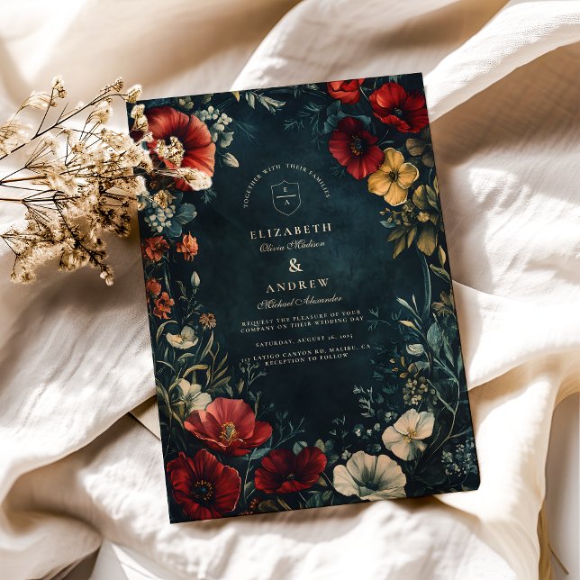 Convites Casamento Floral Gótico Vitoriano (Criador carregado)