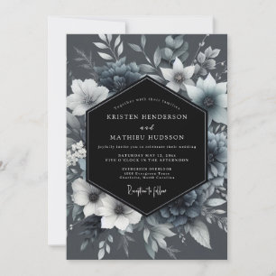 Convites Casamento Floral Grafite Etéreo