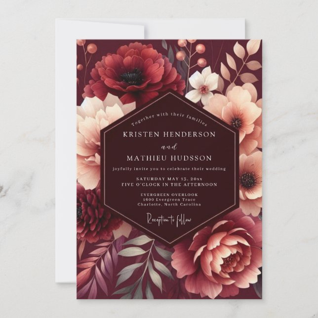 Convites Casamento Floral Granada (Frente)