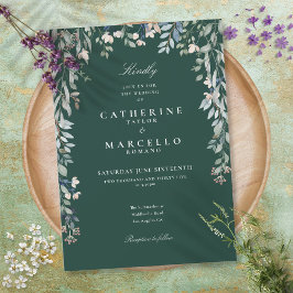 Convites Casamento Floral Greenery de Flores Verde