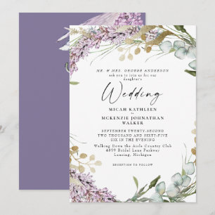 Convites Casamento Floral II da Lavanda de Aquarela Elegant